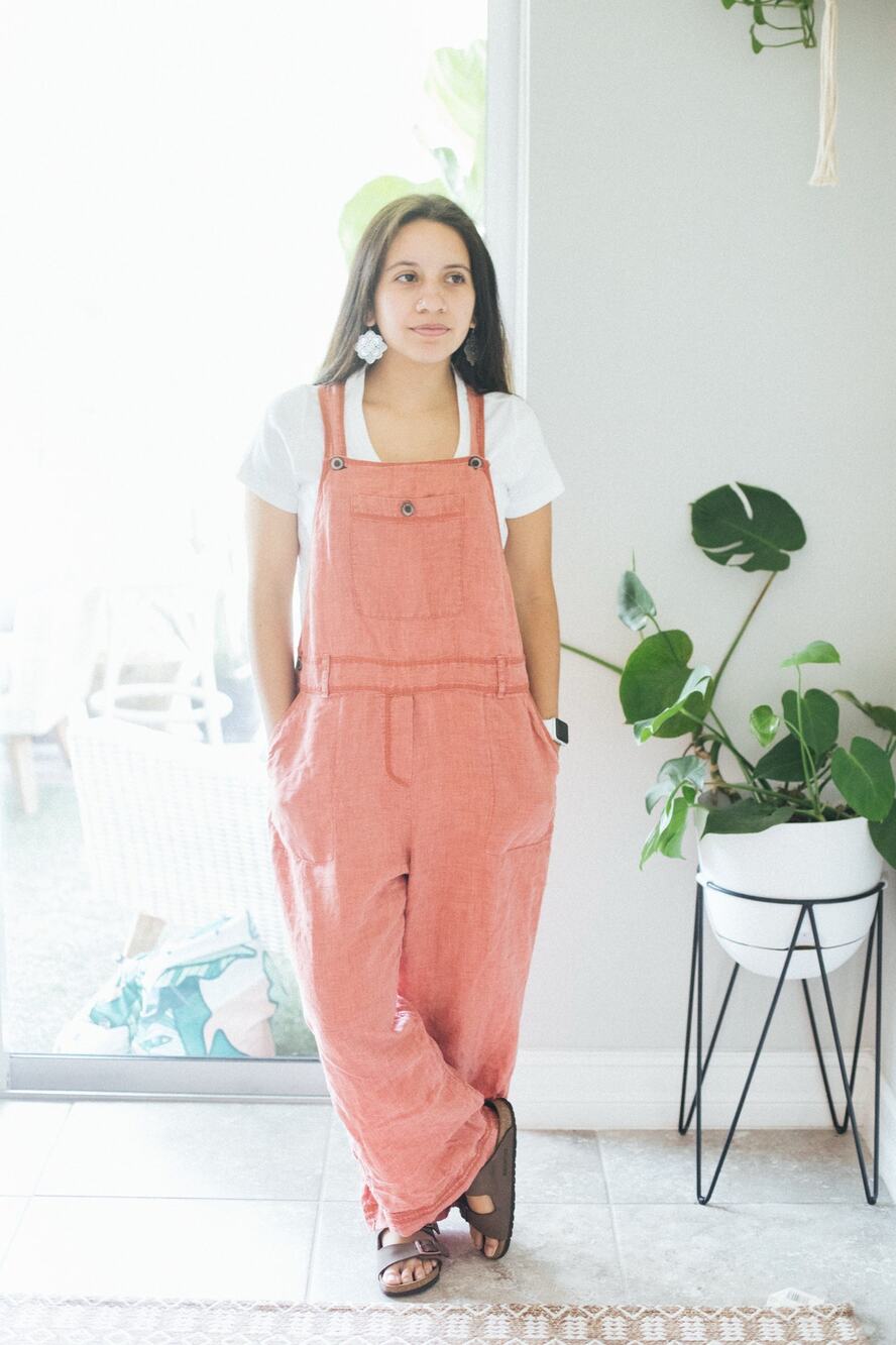 J. JIll Linen Overalls Terracotta Orange Color SZ M